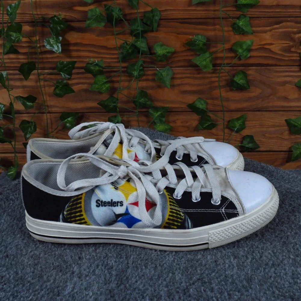 Pittsburgh Steelers Women Casual‎ Canvas Sneaker Size 9 Game Day Black White